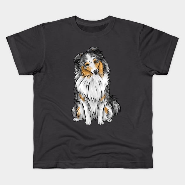 Shetland Sheepdog | Sheltie | Merle | Cute Dog Kids T-Shirt by Shirin Illustration